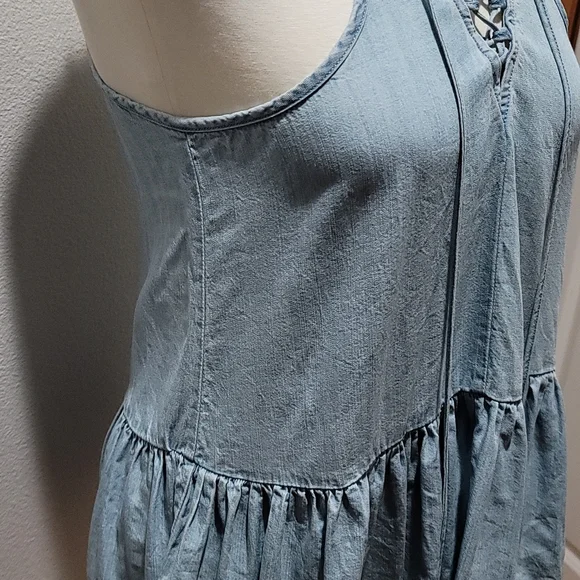 COPY - LOVE STITCH TANK TOP CRISS CROSS SLEEVELESS HIGH NECK BLUE WOMENS MEDIUM… - Picture 4 of 12